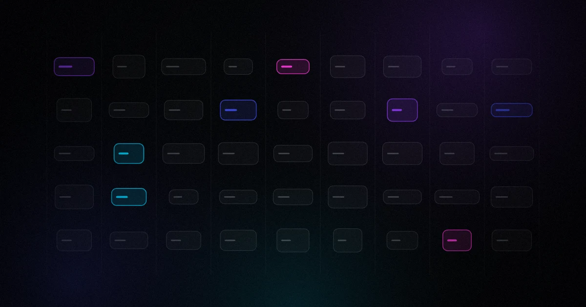 A grid of component primitives, a handful promoted to accent colours
